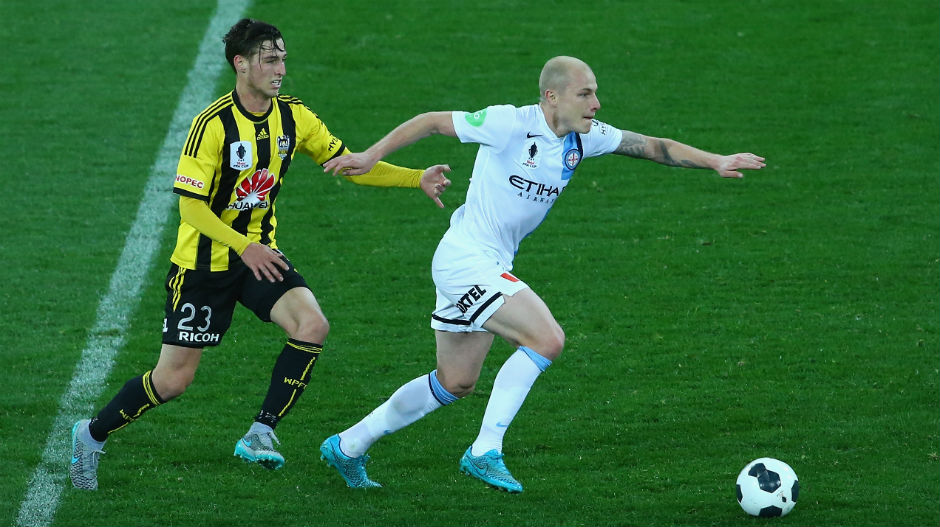 Melbourne City midfielder Aaron Mooy opened the scoring from the penalty spot against the Phoenix.