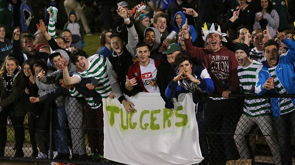 Tuggeranong fans get behind their side when Melbourne Victory came to the ACT in 2014.