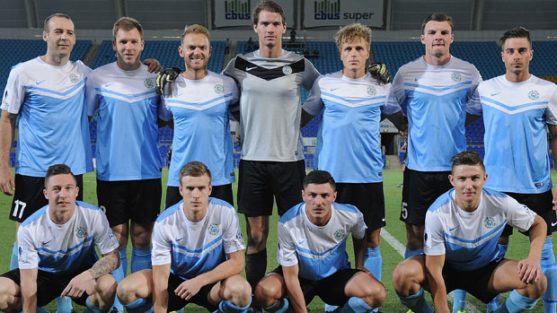 Palm Beach Sharks pose for a team photo prior to their 2014 FFA Cup clash with Central Coast Mariners.